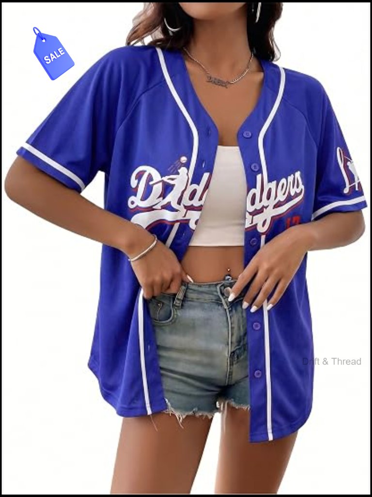 Baseball Team Graphic Tee Short Sleeve V-Neck Jersey Top